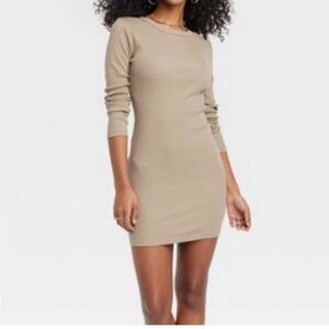 NWT Universal Thread Long Sleeve Mini Rib-Knit Bodycon Dress in Brown size M